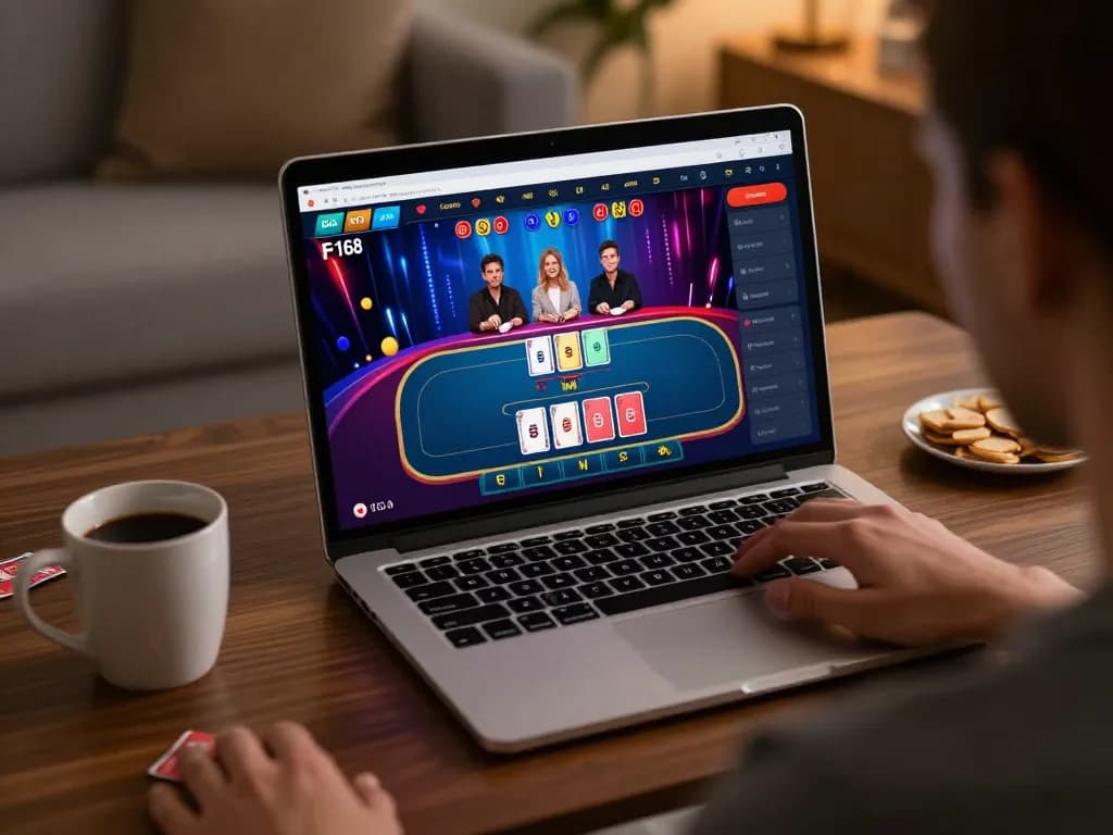 Engaging gameplay at f168 online casino with live dealer interface showcasing cards and betting options
