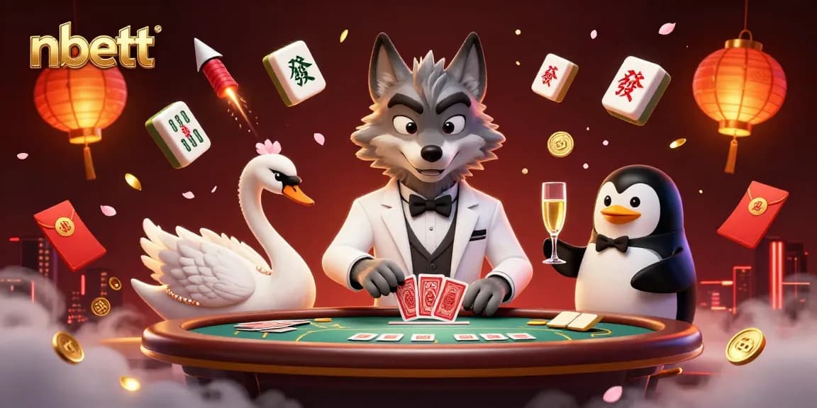 Experience the captivating baccarat tables with nbett, featuring charming casino characters in rich detail.