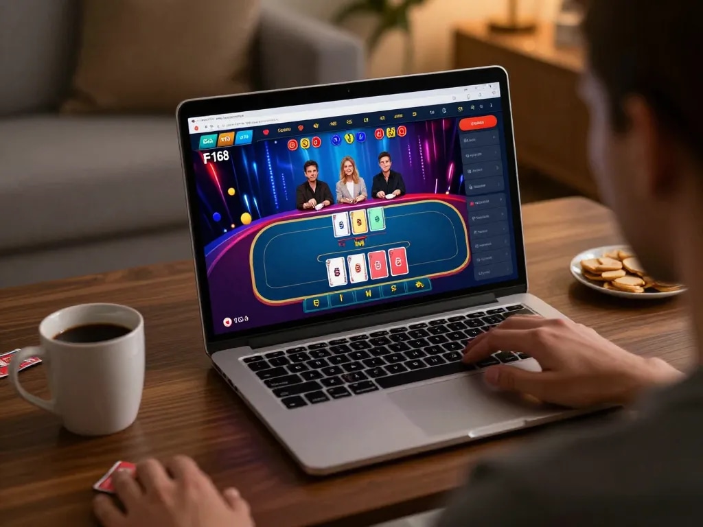 Engaging gameplay at f168 online casino with live dealer interface showcasing cards and betting options