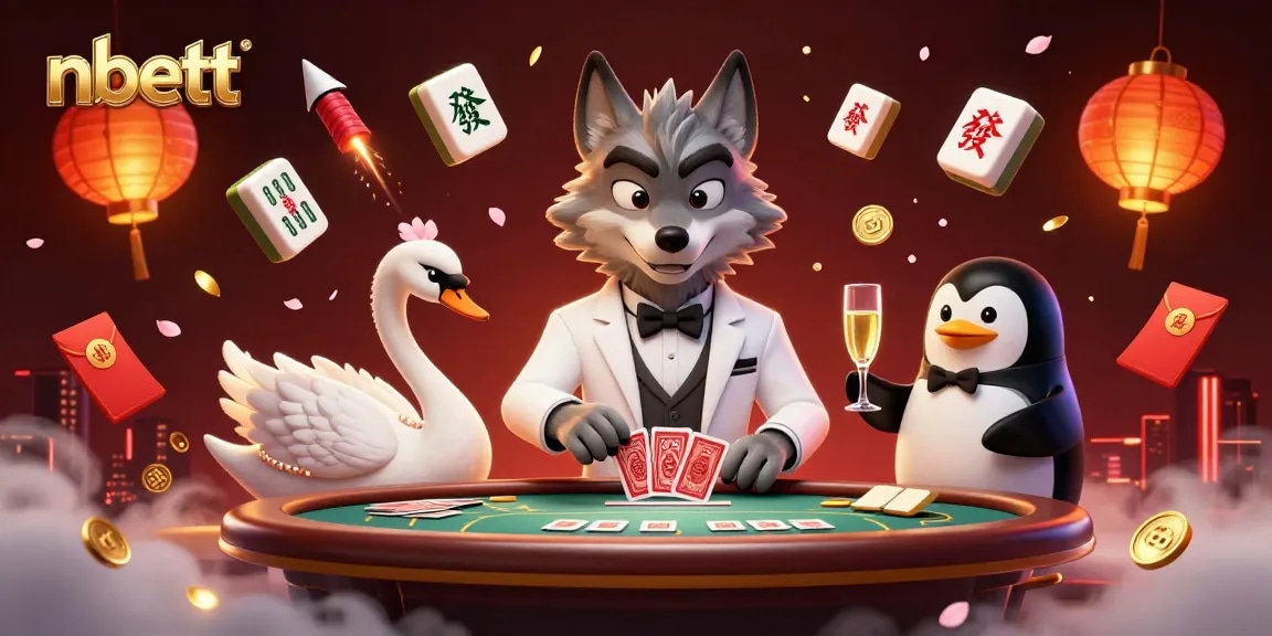 Experience the captivating baccarat tables with nbett, featuring charming casino characters in rich detail.