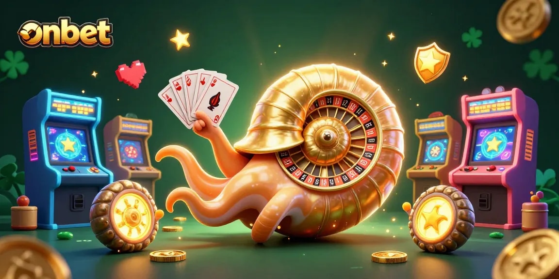 Engage in thrilling gameplay at onbet with a vibrant casino-themed scene featuring a giant nautilus!