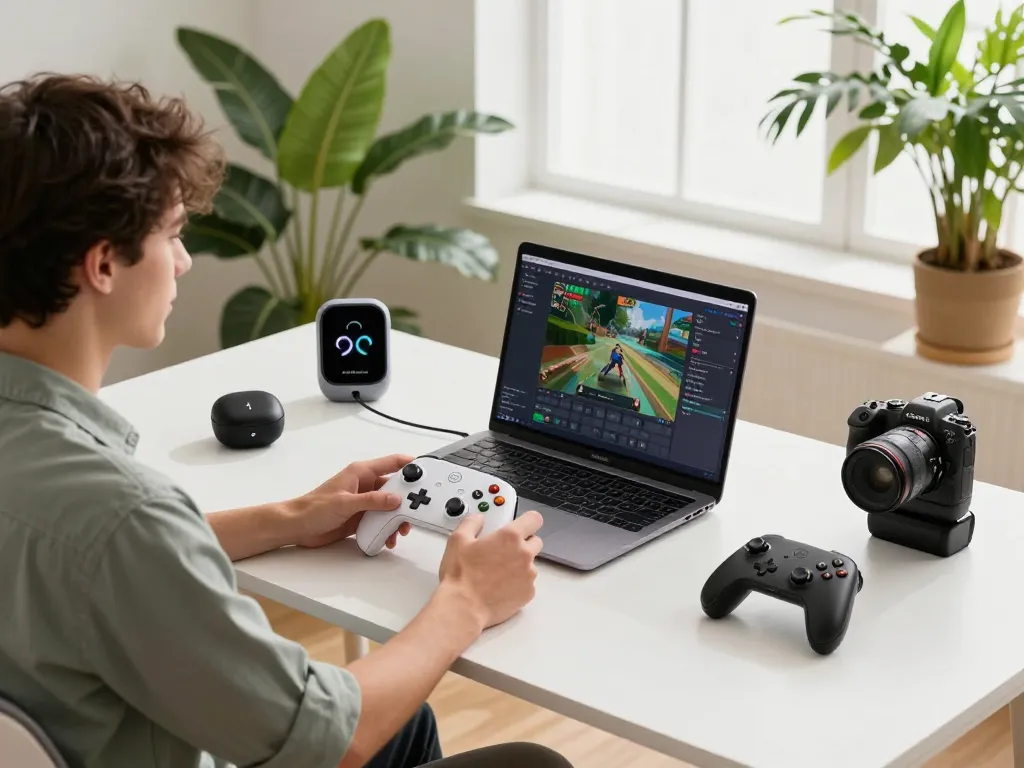 Engaging workspace showcasing must have tech gadgets amid a vibrant tech atmosphere.